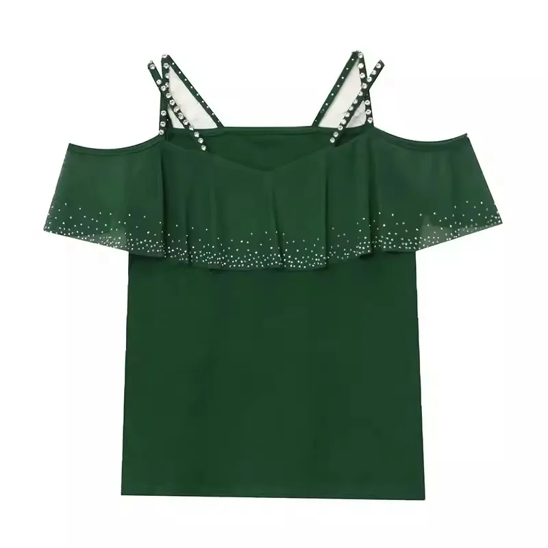 New Summer Fashion Hot Diamond Drill Mesh T-Shirt Women's Spliced V-Neck Top Shoulder Strap With Diamond Sexy Slim T-Shirt Tees
New Summer Fashion Hot Diamond Drill Mesh T-Shirt Women's Spliced V-Neck Top Shoulder Strap With Diamond Sexy Slim T-Shirt Tees