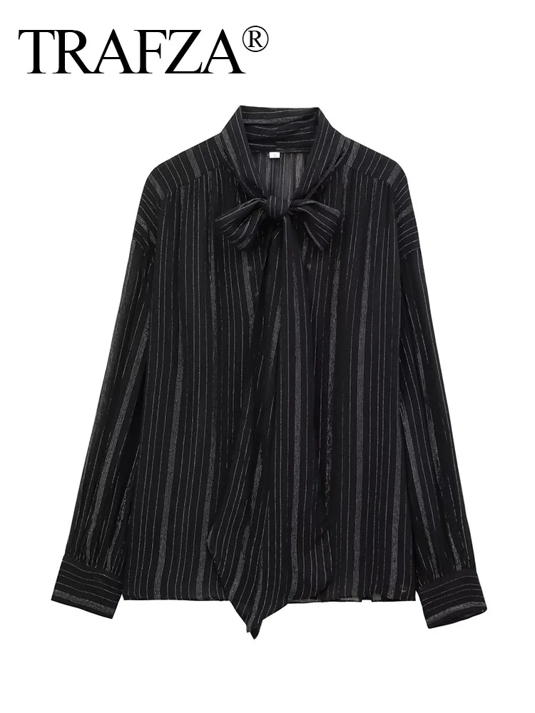 TRAFZA Women Retro Classic Metallic Line Long Sleeve Round Neck Bow Decorated Shirt Female Fashion Simple Commuting Loose Shirt
TRAFZA Women Retro Classic Metallic Line Long Sleeve Round Neck Bow Decorated Shirt Female Fashion Simple Commuting Loose Shirt