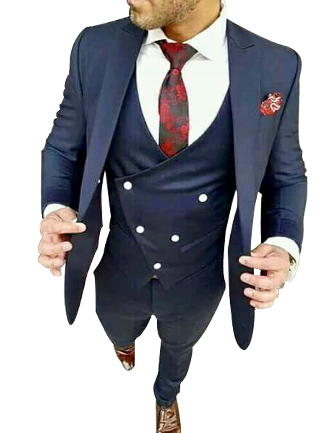3 Pieces Navy Blue Mens Groom Tuxedos Wedding Suits for Men British Style Costume Hommes Slim Fit Blazer (Jacket+Vest+Pants)
3 Pieces Navy Blue Mens Groom Tuxedos Wedding Suits for Men British Style Costume Hommes Slim Fit Blazer (Jacket+Vest+Pants)