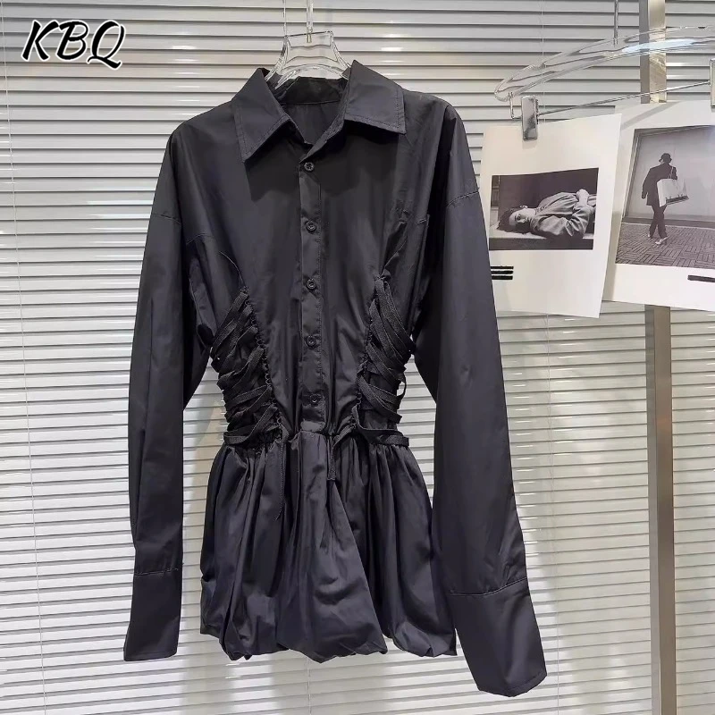 KBQ Temperament Solid Spliced Lace Slimming Dresses For Women Lapel Long Sleeve High Waist Minimalist Dress Female Fashion New
KBQ Temperament Solid Spliced Lace Slimming Dresses For Women Lapel Long Sleeve High Waist Minimalist Dress Female Fashion New