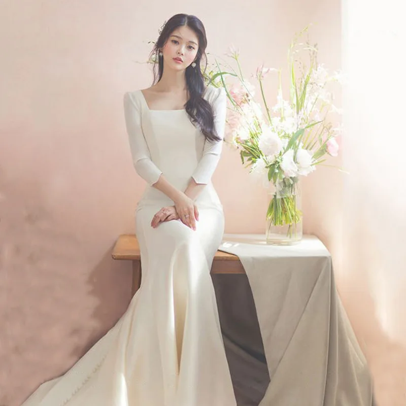 2026 New Style Slim Fit Satin Wedding Dress Simple Fairy Tale Tail Skirt High Waist Mesh Fabric Cross Border Bridal Gown
2026 New Style Slim Fit Satin Wedding Dress Simple Fairy Tale Tail Skirt High Waist Mesh Fabric Cross Border Bridal Gown
