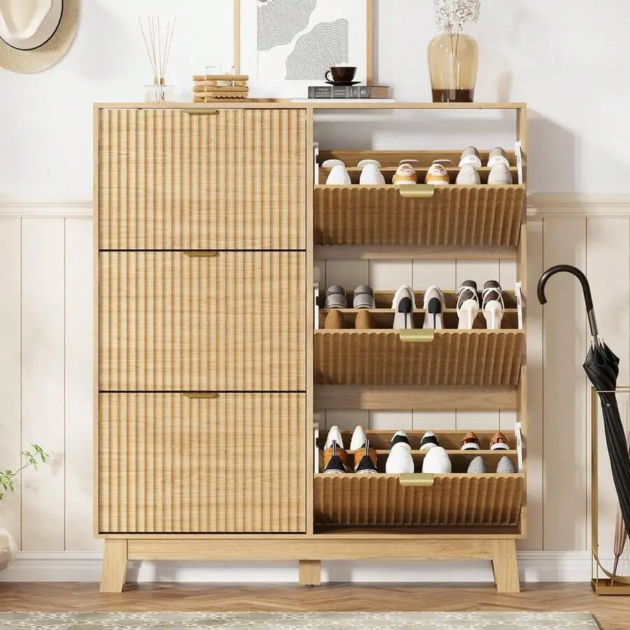 Slim Freestanding Shoe Cabinet With 6 Flip Drawers Wooden Legs Entryway Organizer Oak Finish
Slim Freestanding Shoe Cabinet With 6 Flip Drawers Wooden Legs Entryway Organizer Oak Finish