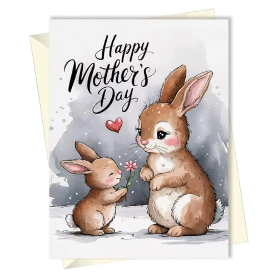 Happy Mother's Day Bunny Card for Mother Mom Mum Mama Mommy Her - Size 4.7"x6.3" Blank Inside with Envelope
Happy Mother's Day Bunny Card for Mother Mom Mum Mama Mommy Her - Size 4.7"x6.3" Blank Inside with Envelope