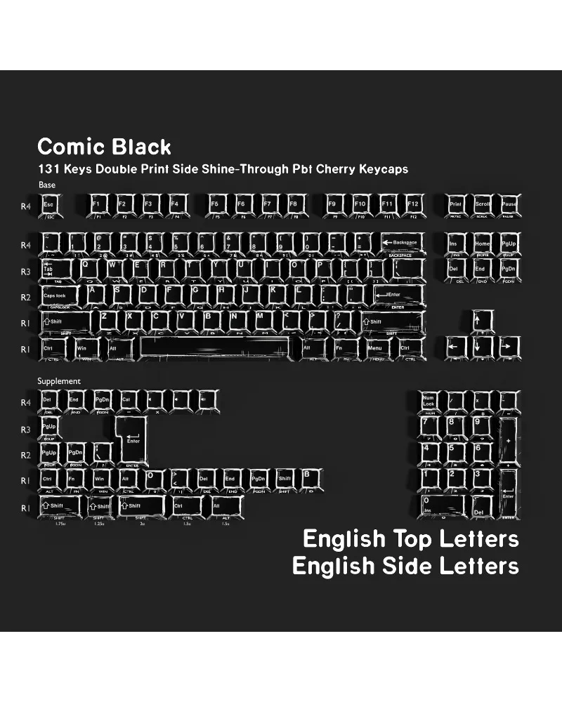 Comic Black Double Engraved Transparent Pbt Original Full Set of Keycaps Korean Russian German Western Grammar Arabic
Comic Black Double Engraved Transparent Pbt Original Full Set of Keycaps Korean Russian German Western Grammar Arabic