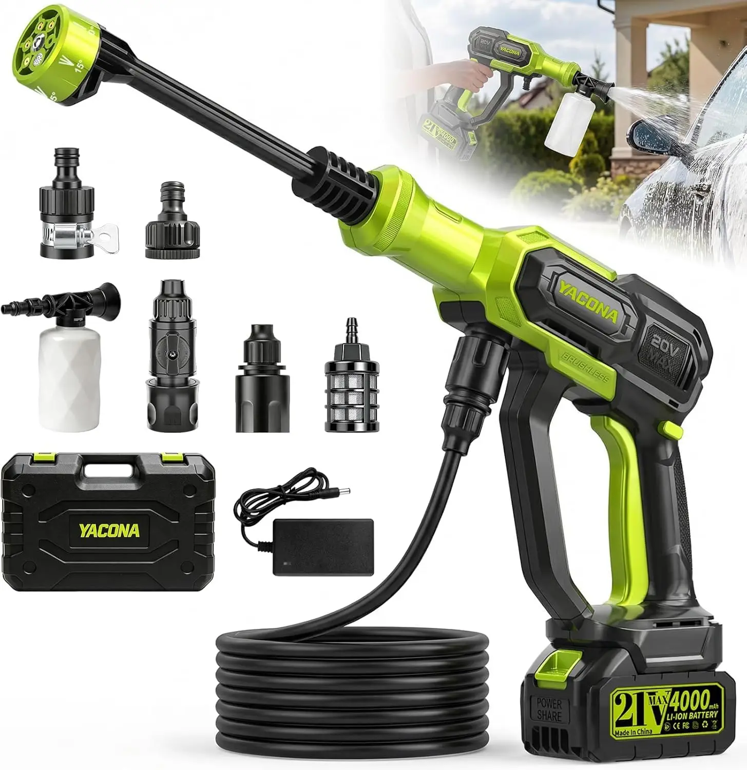 Cordless Portable Washer, Handheld Washer with 3 Adjustable Modes, 23FT High-Elastic Hose & 6-in-1
Cordless Portable Washer, Handheld Washer with 3 Adjustable Modes, 23FT High-Elastic Hose & 6-in-1