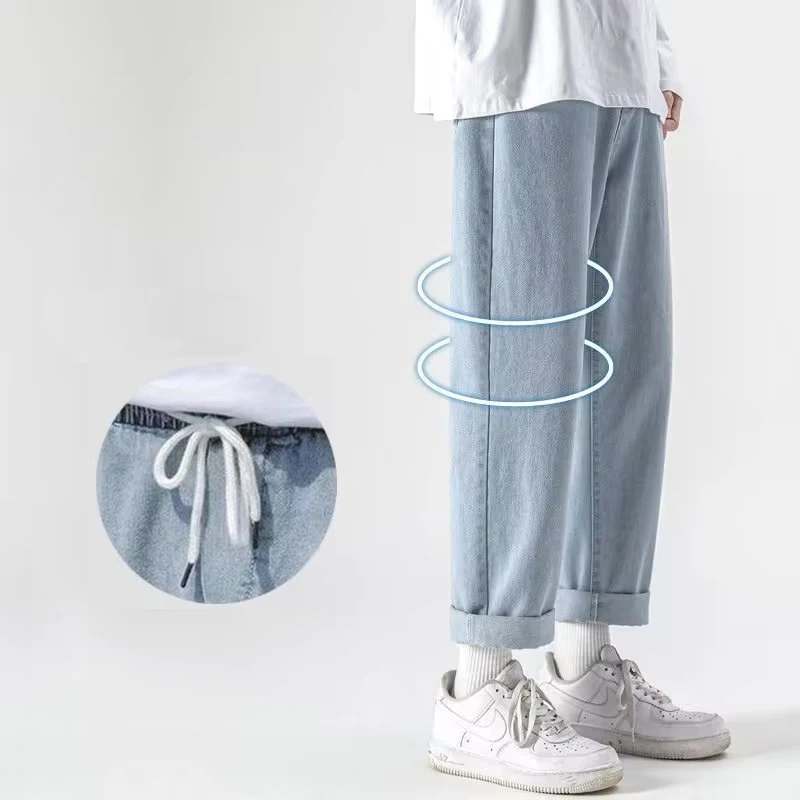 Мужские летние свободные прямые джинсы, повседневные, модные, широкие, универсальные, длиной до щиколотки, классические светло-голубые джинсовые брюки
Мужские летние свободные прямые джинсы, повседневные, модные, широкие, универсальные, длиной до щиколотки, классические светло-голубые джинсовые брюки