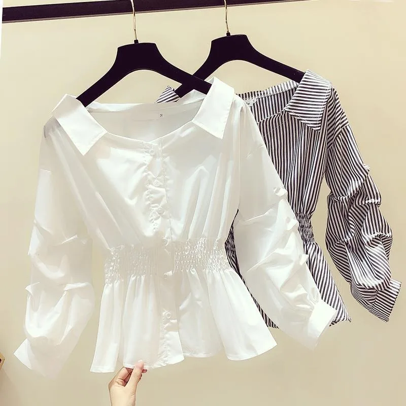 V Neck Pleated Slim Waist Blouses Chic Single-breasted Women Clothing Vintage Shirts Korean Fashion Blusas Mujer De Moda 2024
V Neck Pleated Slim Waist Blouses Chic Single-breasted Women Clothing Vintage Shirts Korean Fashion Blusas Mujer De Moda 2024