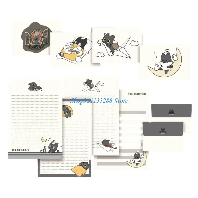 G88d 1 Set Little Black Cats Канцелярские товары и конверты, установленные для приглашений на вечеринку
G88d 1 Set Little Black Cats Канцелярские товары и конверты, установленные для приглашений на вечеринку