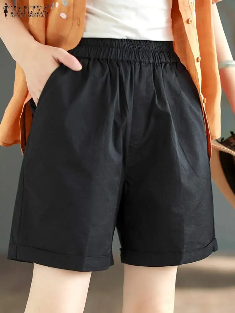 Women Fashion Shorts Summer Wide Leg Trousers Female OL Work Pantalon ZANZEA Vintage Elastic Waist Solid Office Pant Oversize
Women Fashion Shorts Summer Wide Leg Trousers Female OL Work Pantalon ZANZEA Vintage Elastic Waist Solid Office Pant Oversize