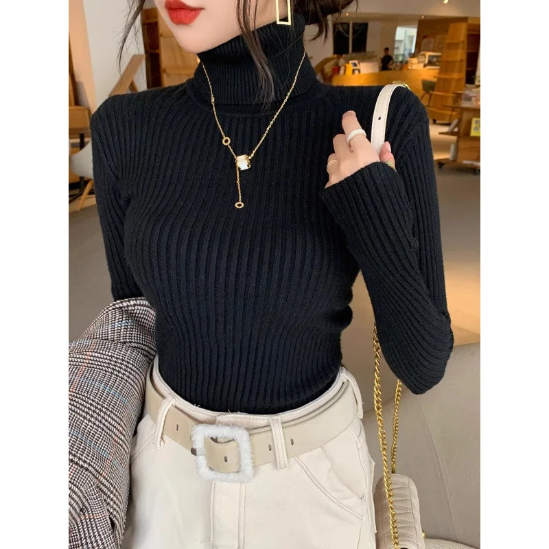 Women's High Collar Thickened Knitted Sweater Slim Fit Inner Wear Color Autumn Winter New Style Fashionable Base Shirt
Women's High Collar Thickened Knitted Sweater Slim Fit Inner Wear Color Autumn Winter New Style Fashionable Base Shirt