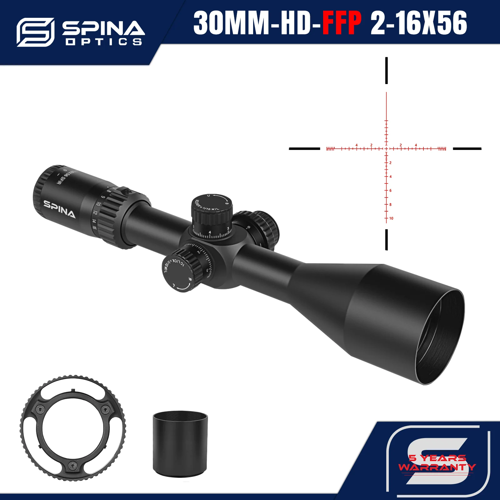 SPINA OPTICS FalconPoint HD 2-16x56 FFP First focal plane Scope Sight 1/10MIL Side Parallax 10-200m Tactical Hunting
SPINA OPTICS FalconPoint HD 2-16x56 FFP First focal plane Scope Sight 1/10MIL Side Parallax 10-200m Tactical Hunting