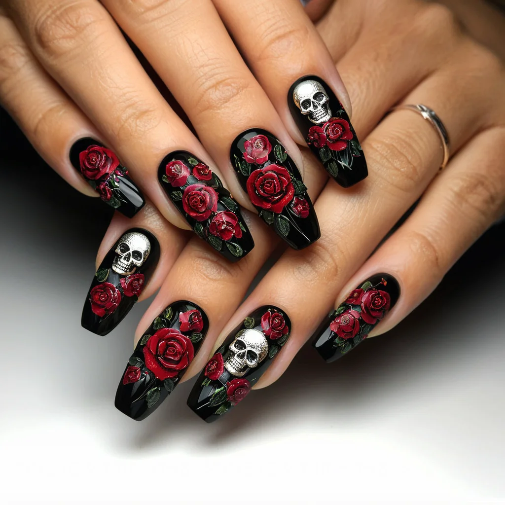 24pcs Medium Square Matte Dark Rose Halloween Press On Nails with Skull Print Full Cover Reusable False Nails for Women Holiday
24pcs Medium Square Matte Dark Rose Halloween Press On Nails with Skull Print Full Cover Reusable False Nails for Women Holiday