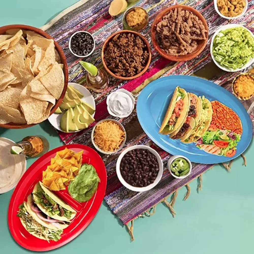 2pcs Divider Plates Oval Taco Plate Divided Plastic Taco Serving Tray Household No Spill Rim Taco Holder Snack
2pcs Divider Plates Oval Taco Plate Divided Plastic Taco Serving Tray Household No Spill Rim Taco Holder Snack