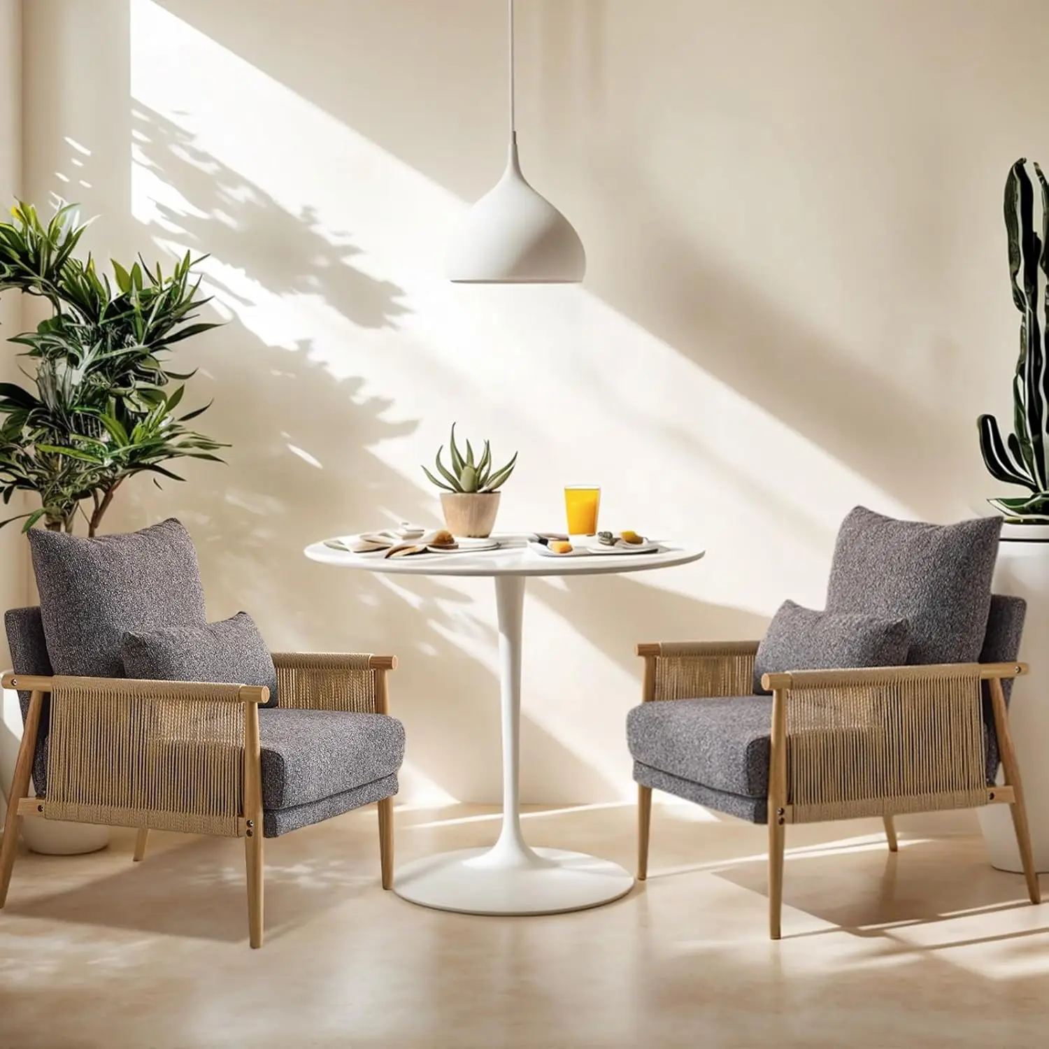 Boho Braid Accent Armchairs Set of 2,Mid-Century Modern Chiars with Solid Wooden Armrest,Comfy Louge Cushion Chairs with
Boho Braid Accent Armchairs Set of 2,Mid-Century Modern Chiars with Solid Wooden Armrest,Comfy Louge Cushion Chairs with