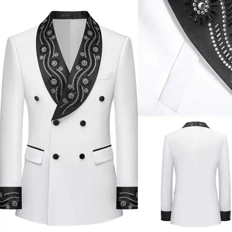 Fashion New Designer Wedding Suits for Man 1 Piece Blazer Shawl Lapel Double Breasted Hot Fix Business Office Wear Customized
Fashion New Designer Wedding Suits for Man 1 Piece Blazer Shawl Lapel Double Breasted Hot Fix Business Office Wear Customized