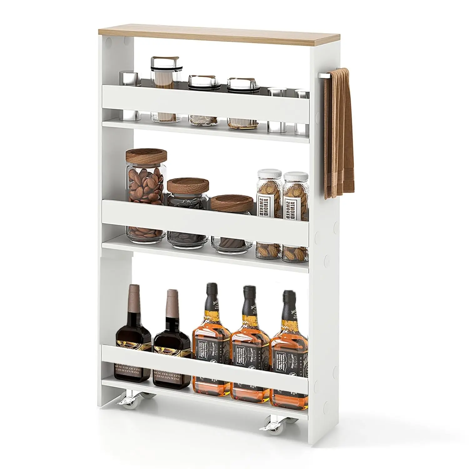 4-Tier Slim Rolling Storage Cart, Wooden Kitchen Utility Cart with Wheels & Handle, Space Saving Trolley, Slide Out, Customized
4-Tier Slim Rolling Storage Cart, Wooden Kitchen Utility Cart with Wheels & Handle, Space Saving Trolley, Slide Out, Customized
