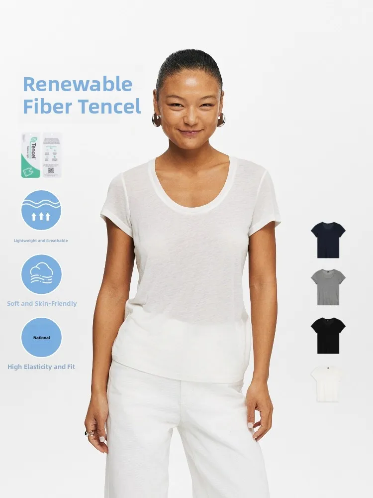 Женская летняя тонкая дышащая футболка Oneup из шелковой шерсти с U-образным вырезом, облегающая, для повседневной носки, простая и стильная
Женская летняя тонкая дышащая футболка Oneup из шелковой шерсти с U-образным вырезом, облегающая, для повседневной носки, простая и стильная