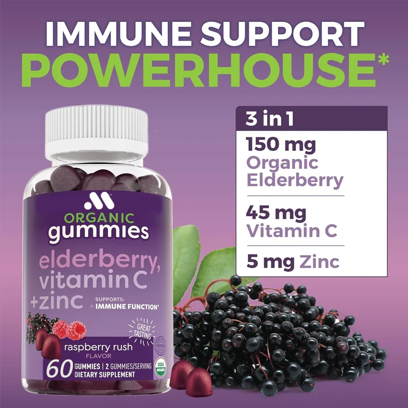 Organic Sambucus Elderberry Soft Candy with Zinc and Vitamin C 60 capsules-3-in-1Black Elderberry Soft Candy,Adult ImmuneSupport
Organic Sambucus Elderberry Soft Candy with Zinc and Vitamin C 60 capsules-3-in-1Black Elderberry Soft Candy,Adult ImmuneSupport