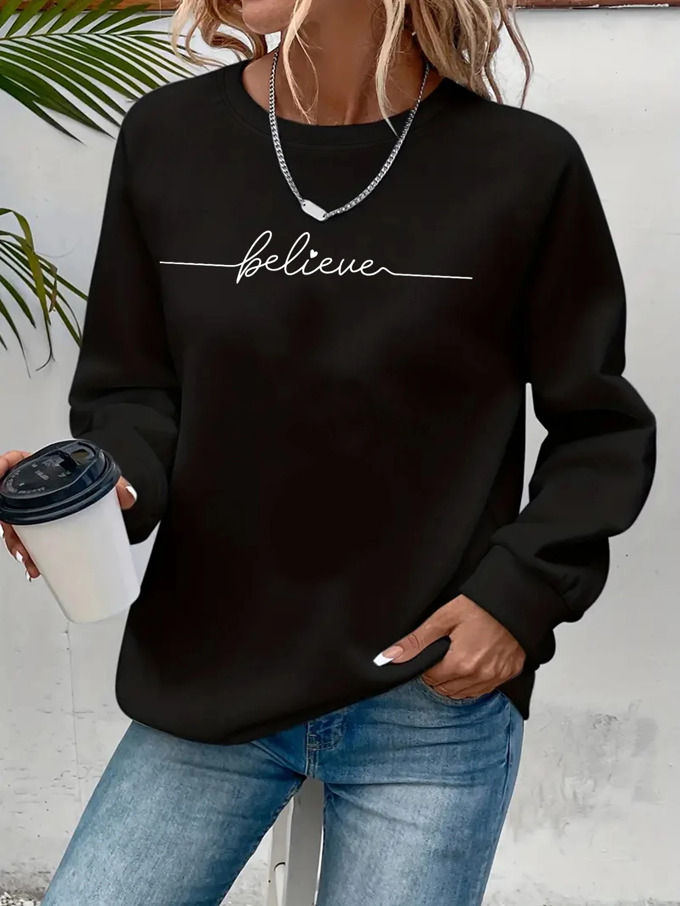 letter print sweatshirt, crew neck casual sweatshirt for winter & fall, women's clothing.
letter print sweatshirt, crew neck casual sweatshirt for winter & fall, women's clothing.