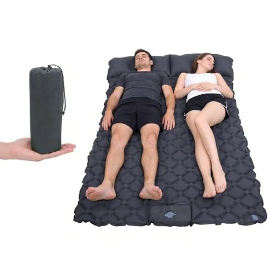Double Sleeping Pad, 40D Nylon Camping Mat with Pillow, Built-in Foot Pump Inflatable Sleeping Mat Compact, Portable Waterproof
Double Sleeping Pad, 40D Nylon Camping Mat with Pillow, Built-in Foot Pump Inflatable Sleeping Mat Compact, Portable Waterproof