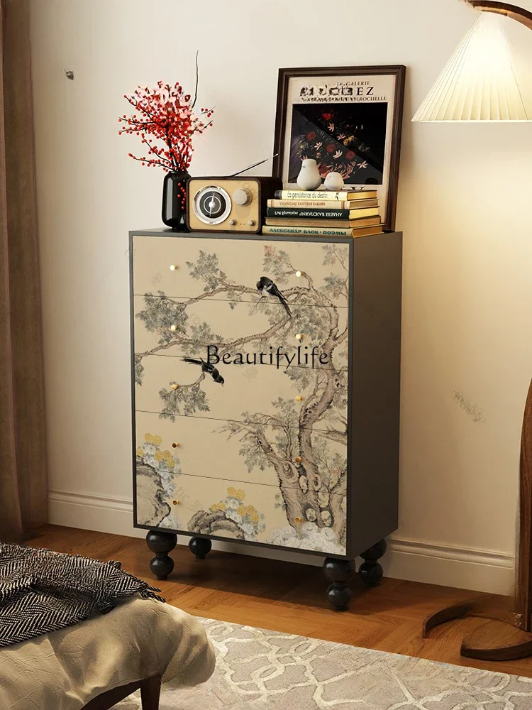 French Chinese style chest of drawers, bedside storage decoration, solid wood storage cabinet
French Chinese style chest of drawers, bedside storage decoration, solid wood storage cabinet