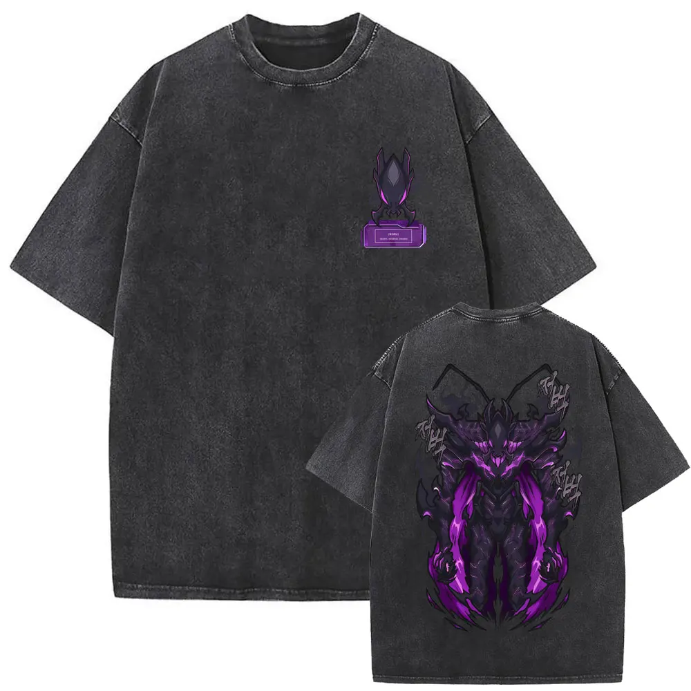 Washed Vintage Anime Solo Leveling Sung Jin Woo Beru Graphic T-shirt Men Women Fashion Casual Retro T Shirt Oversized Streetwear
Washed Vintage Anime Solo Leveling Sung Jin Woo Beru Graphic T-shirt Men Women Fashion Casual Retro T Shirt Oversized Streetwear