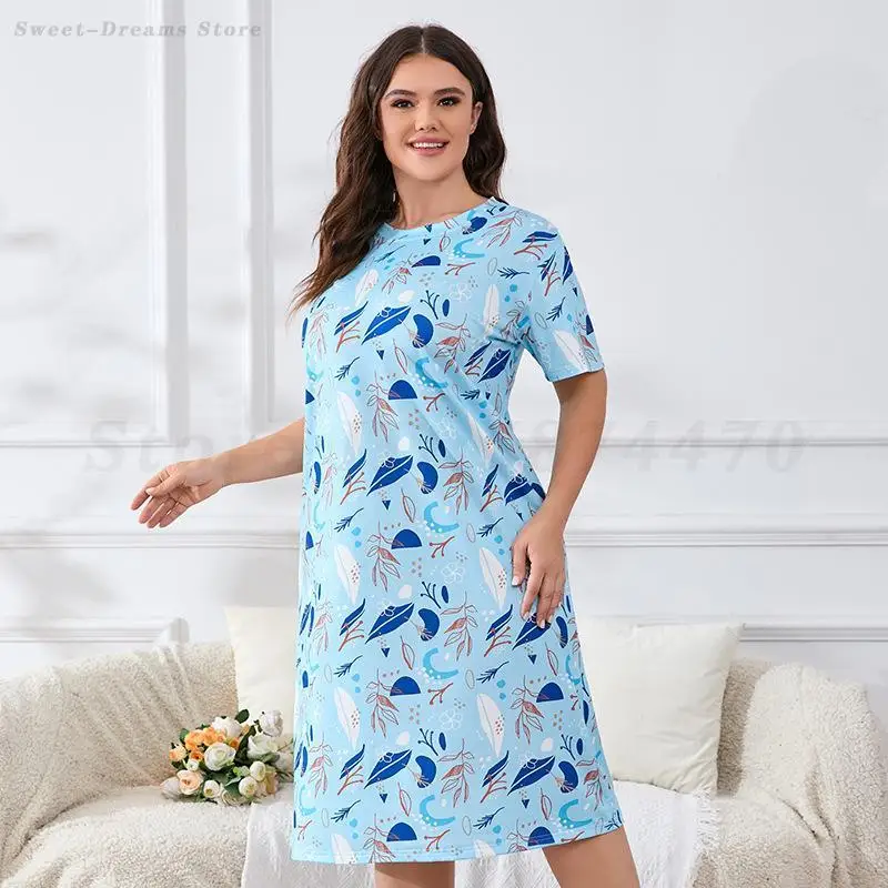 Ночная рубашка размера плюс 5XL, летняя одежда для сна с короткими рукавами и принтом, ночная рубашка, женская тонкая домашняя одежда, свободная повседневная ночная рубашка
Ночная рубашка размера плюс 5XL, летняя одежда для сна с короткими рукавами и принтом, ночная рубашка, женская тонкая домашняя одежда, свободная повседневная ночная рубашка