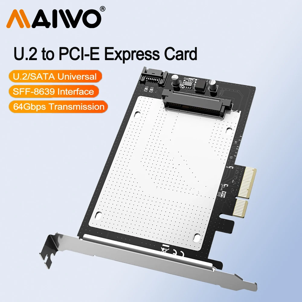 MAIWO U.2 to PCIe 4.0 X4 Adapter Card for 2.5 inch U.2 SFF-8639 SSD PCIe 4.0 X4 Full Speed Support 64Gbps 2.5 inch SATA SSD/HDD
MAIWO U.2 to PCIe 4.0 X4 Adapter Card for 2.5 inch U.2 SFF-8639 SSD PCIe 4.0 X4 Full Speed Support 64Gbps 2.5 inch SATA SSD/HDD