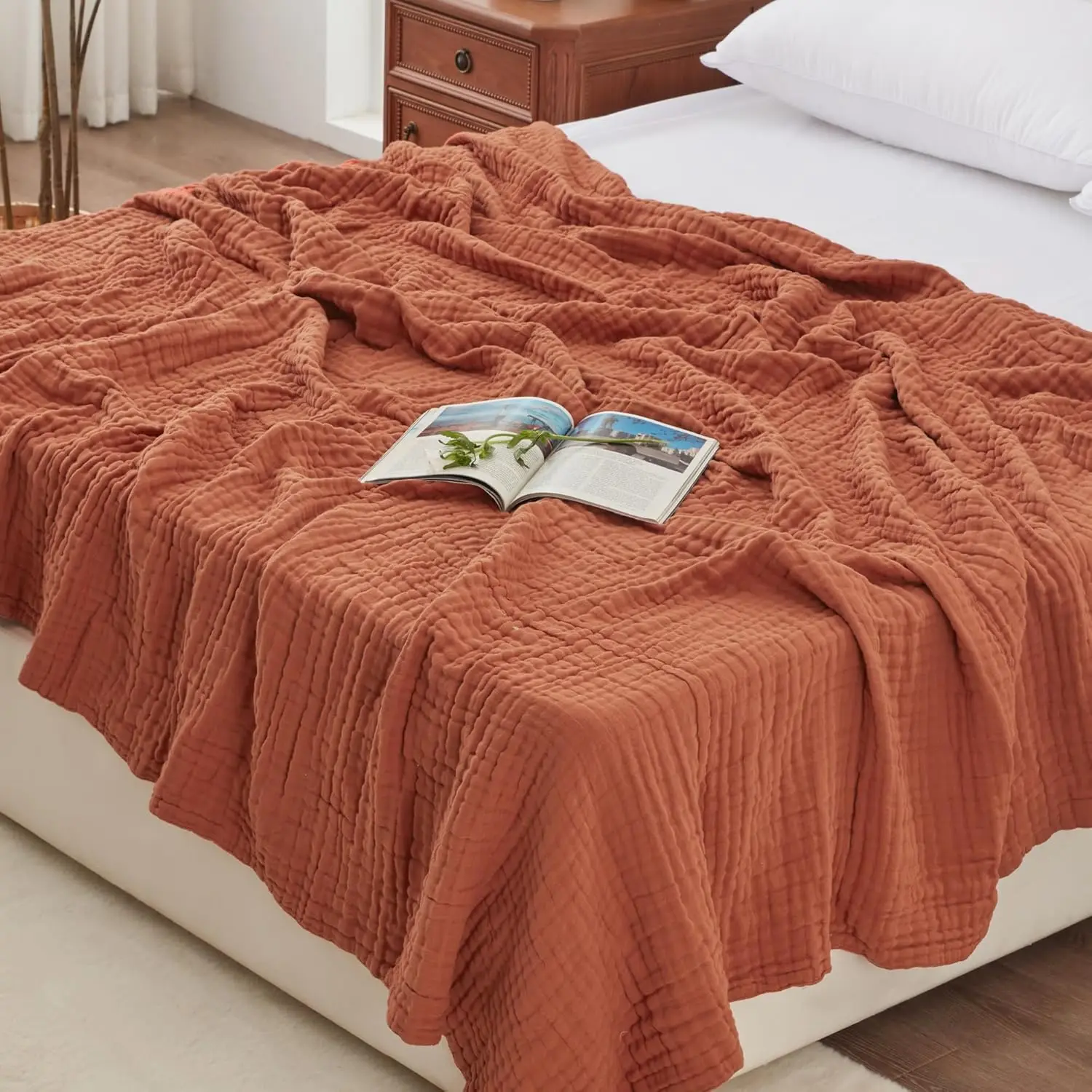 100% Cotton Muslin King Blanket 108x90, 6-Layer Gauze, Soft & Breathable Summer Blanket
100% Cotton Muslin King Blanket 108x90, 6-Layer Gauze, Soft & Breathable Summer Blanket
