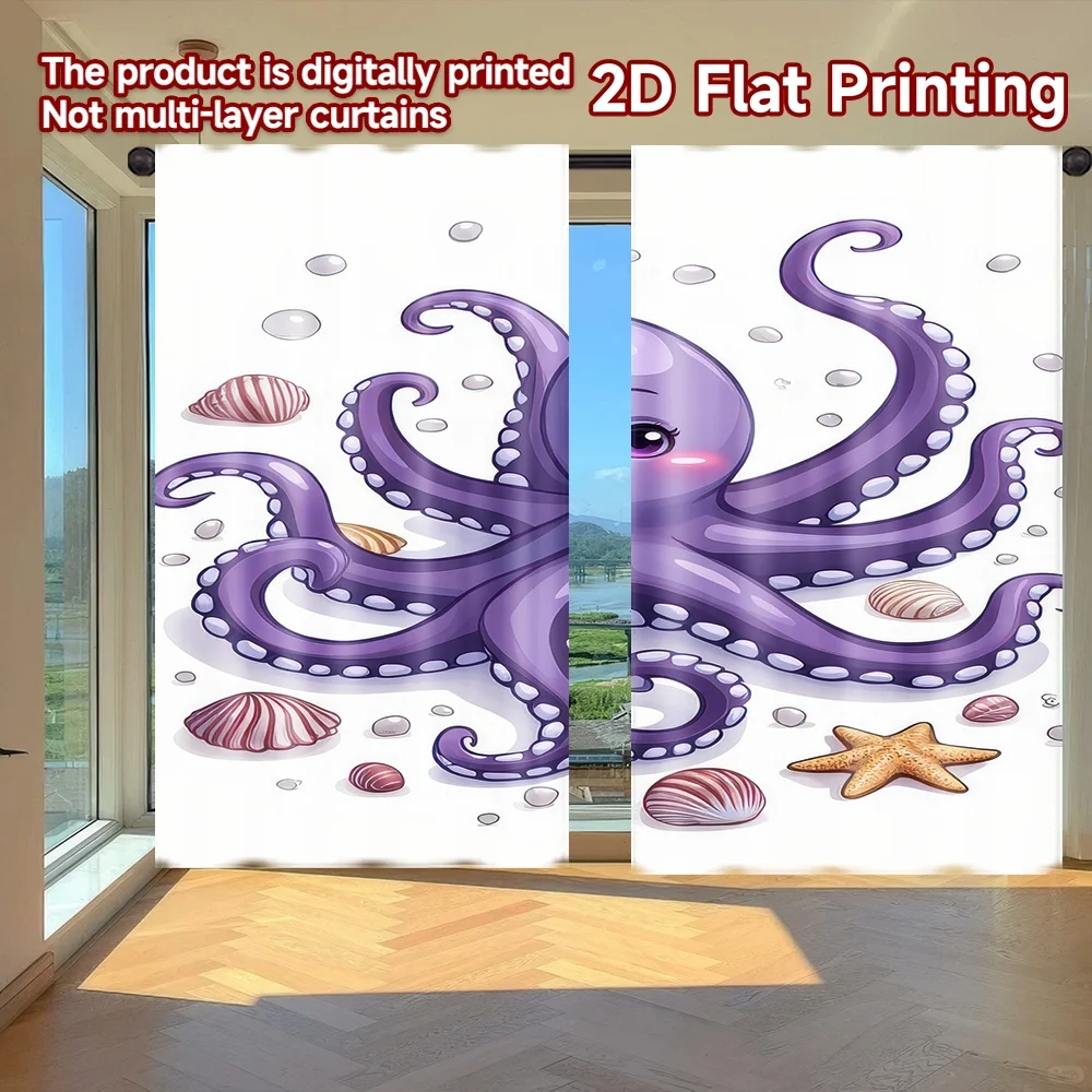 2D flat printing 2pcs Curtain Smiling Purple Octopus Digital Printed Polyester Drapes Family Party Use for Holiday Parties Home
2D flat printing 2pcs Curtain Smiling Purple Octopus Digital Printed Polyester Drapes Family Party Use for Holiday Parties Home