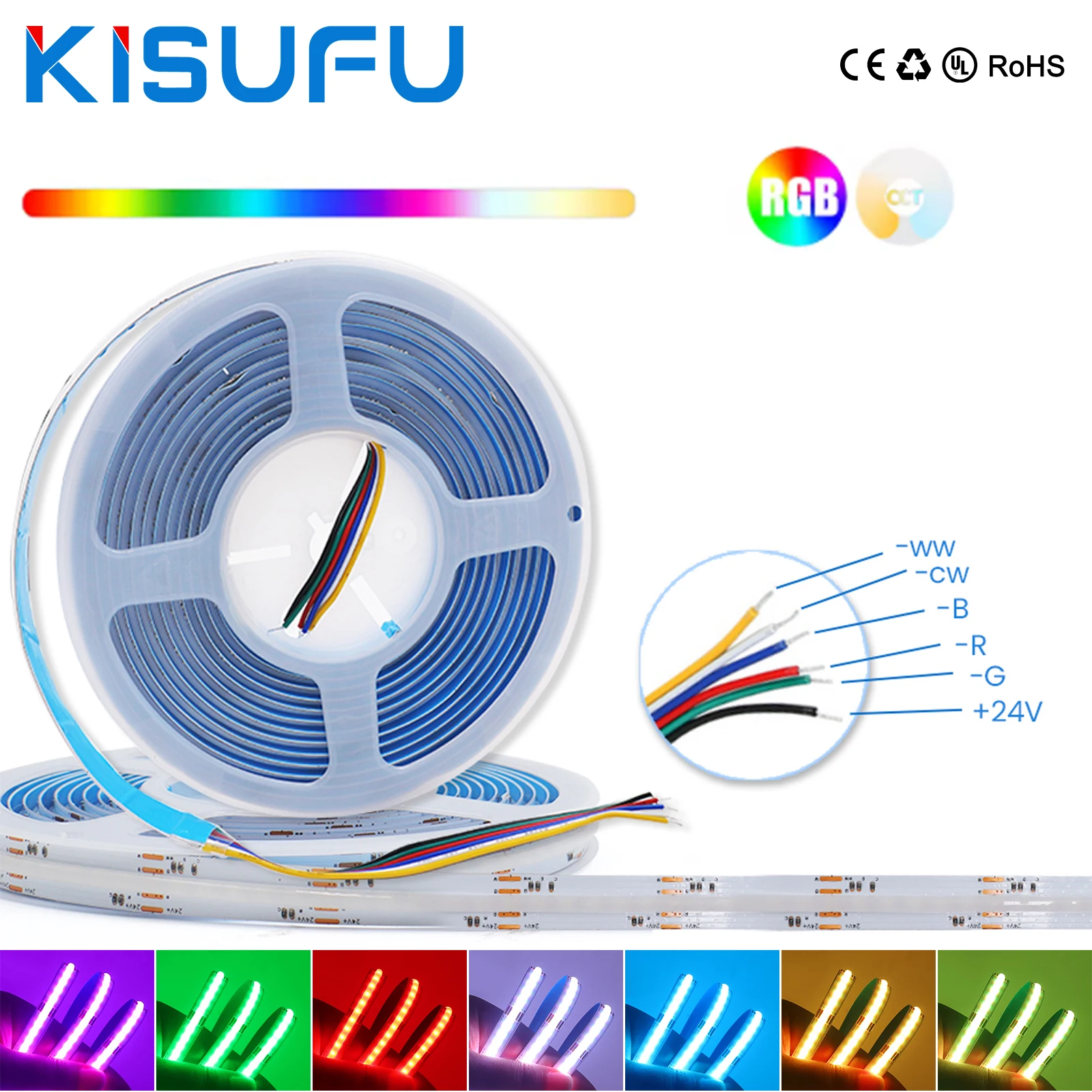 DC24V RGBCCT COB LED Strip Light 840LEDs/m High Bright Dotless 2M 3M 5M RGB CCT Flexible LED Ribbon Tape for Home Decor Lighting
DC24V RGBCCT COB LED Strip Light 840LEDs/m High Bright Dotless 2M 3M 5M RGB CCT Flexible LED Ribbon Tape for Home Decor Lighting