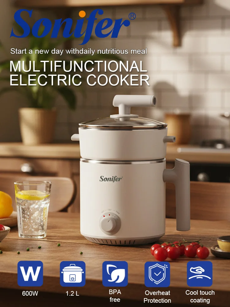 Sonifer SF-1505 Mini Electric Cooker 1.2L 600W 2-Layer Hot Pot Steaming and Boiling 304 Stainless Steel Ramen Pot Egg Steamer
Sonifer SF-1505 Mini Electric Cooker 1.2L 600W 2-Layer Hot Pot Steaming and Boiling 304 Stainless Steel Ramen Pot Egg Steamer