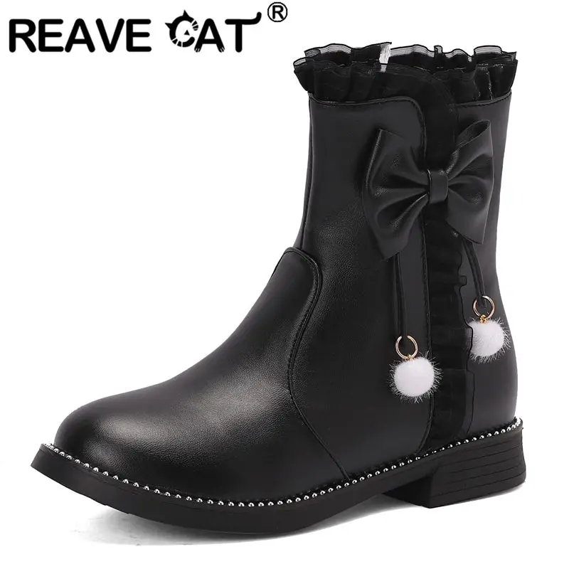 Женские сапоги до середины икры REAVE CAT, милые повседневные сапоги в стиле "Лолита" на толстом каблуке 2,5 см с круглым носком и бантом, маленький размер 31, 32, 33
Женские сапоги до середины икры REAVE CAT, милые повседневные сапоги в стиле "Лолита" на толстом каблуке 2,5 см с круглым носком и бантом, маленький размер 31, 32, 33