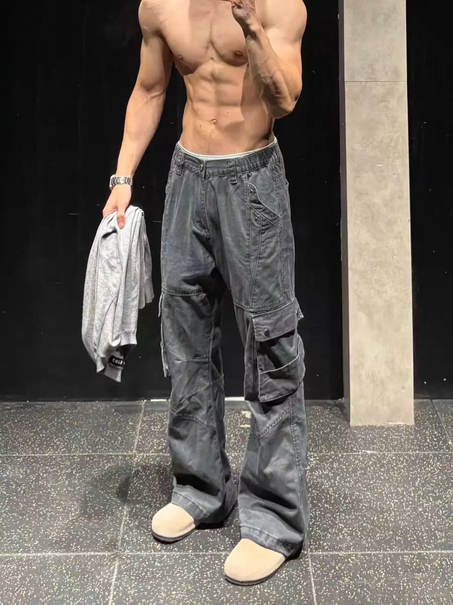 Vintage Patchwork Grey Workwear Pants Men's Straight Leg Micro Flare Casual Trousers High Street American Style Multi-Pocket
Vintage Patchwork Grey Workwear Pants Men's Straight Leg Micro Flare Casual Trousers High Street American Style Multi-Pocket