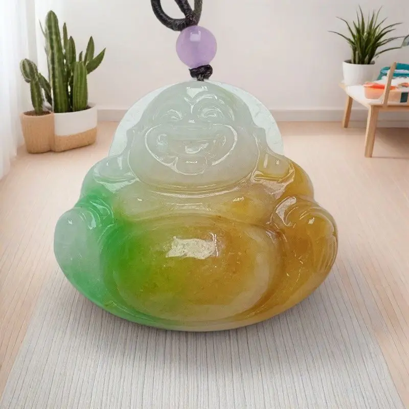 Jade glutinous seed three-color Buddha Maitreya Buddha pendant, new jadeite pendant, finely carved to protect your safety
Jade glutinous seed three-color Buddha Maitreya Buddha pendant, new jadeite pendant, finely carved to protect your safety