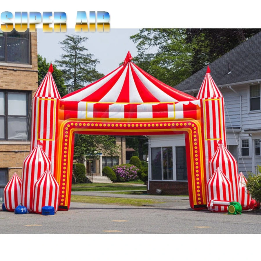 Large Inflatable Circus Tent Arch Red White Striped Carnival Entrance Gate with Blower for Party Event Decoration
Large Inflatable Circus Tent Arch Red White Striped Carnival Entrance Gate with Blower for Party Event Decoration