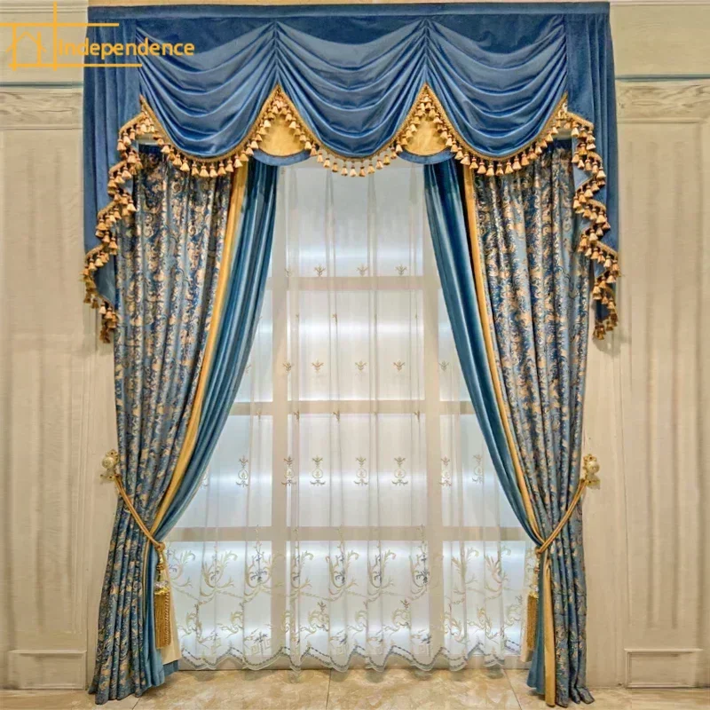 European-style minimalist luxury blue carved printed velvet blackout curtains Curtains for Living dining room bedroom
European-style minimalist luxury blue carved printed velvet blackout curtains Curtains for Living dining room bedroom