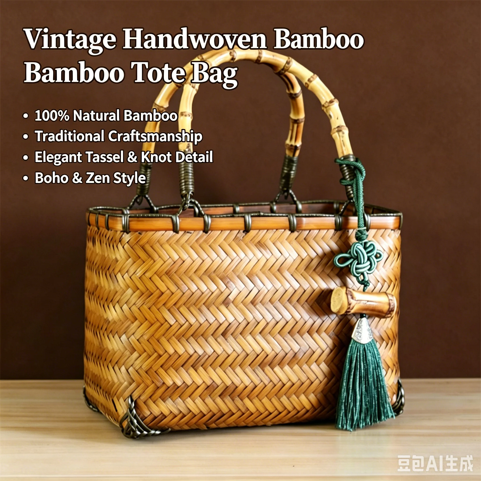 Handmade Natural Bamboo Woven Handbag for Women Eco-Friendly Vintage Tote Bag with Chinese Knot Tassel for Storage & Daily Use
Handmade Natural Bamboo Woven Handbag for Women Eco-Friendly Vintage Tote Bag with Chinese Knot Tassel for Storage & Daily Use