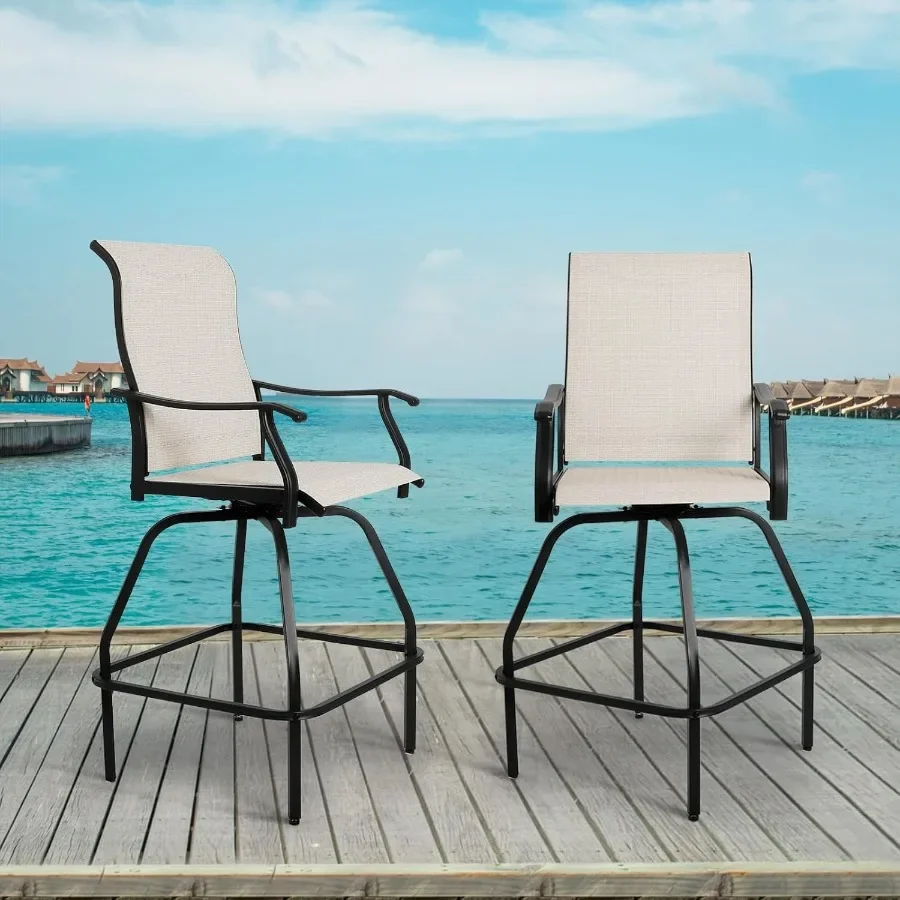 LEVELEVE Patio Bar Set 2pcs Swivel Bar Stools Outdoor Bistro Textilene Furniture Stability All-Weather Set 2 Beige Fabric
LEVELEVE Patio Bar Set 2pcs Swivel Bar Stools Outdoor Bistro Textilene Furniture Stability All-Weather Set 2 Beige Fabric