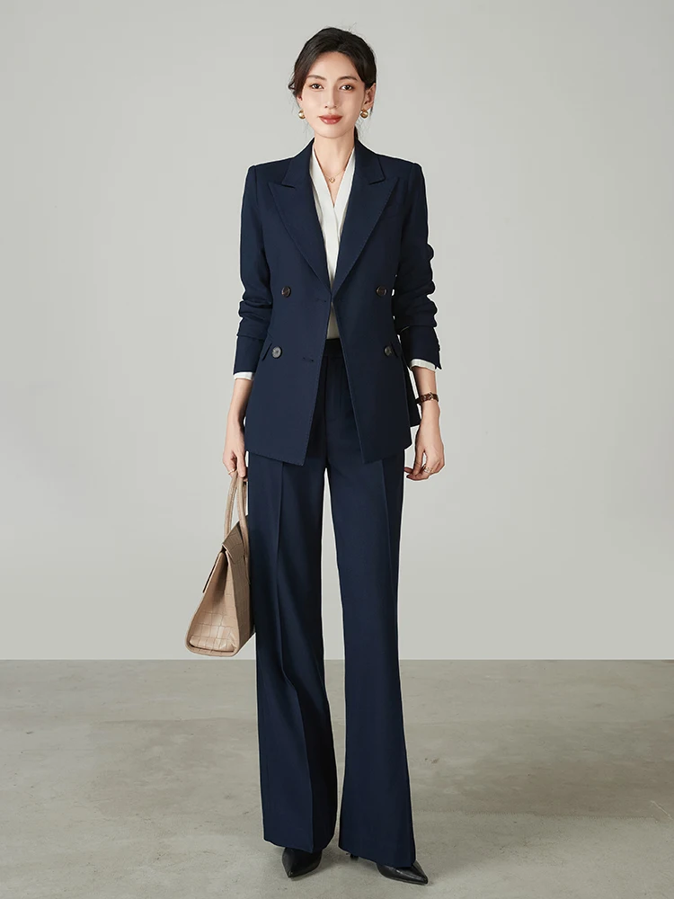 Busin Commute k Blue Suit Set Women's Autumn Winter High-End Career Wide Leg Pants Two Piece Suit Profional Wear
Busin Commute k Blue Suit Set Women's Autumn Winter High-End Career Wide Leg Pants Two Piece Suit Profional Wear