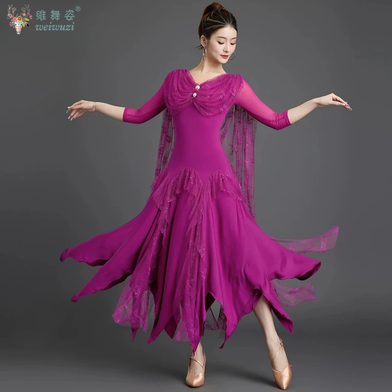 Elegant ModernDance Dress Women Competition Half Sleeves Ballroom Costumes Big Swing National Standard Waltz Performance Clothes
Elegant ModernDance Dress Women Competition Half Sleeves Ballroom Costumes Big Swing National Standard Waltz Performance Clothes