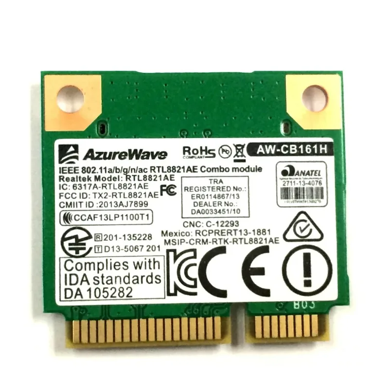 NEW Wireless Network Card Azurewave AW-CB161H For Realtek RTL8821AE 802.11AC 433Mbps WiFi Bluetooth 4.0 Wireless 2.4/5.0GHz
NEW Wireless Network Card Azurewave AW-CB161H For Realtek RTL8821AE 802.11AC 433Mbps WiFi Bluetooth 4.0 Wireless 2.4/5.0GHz