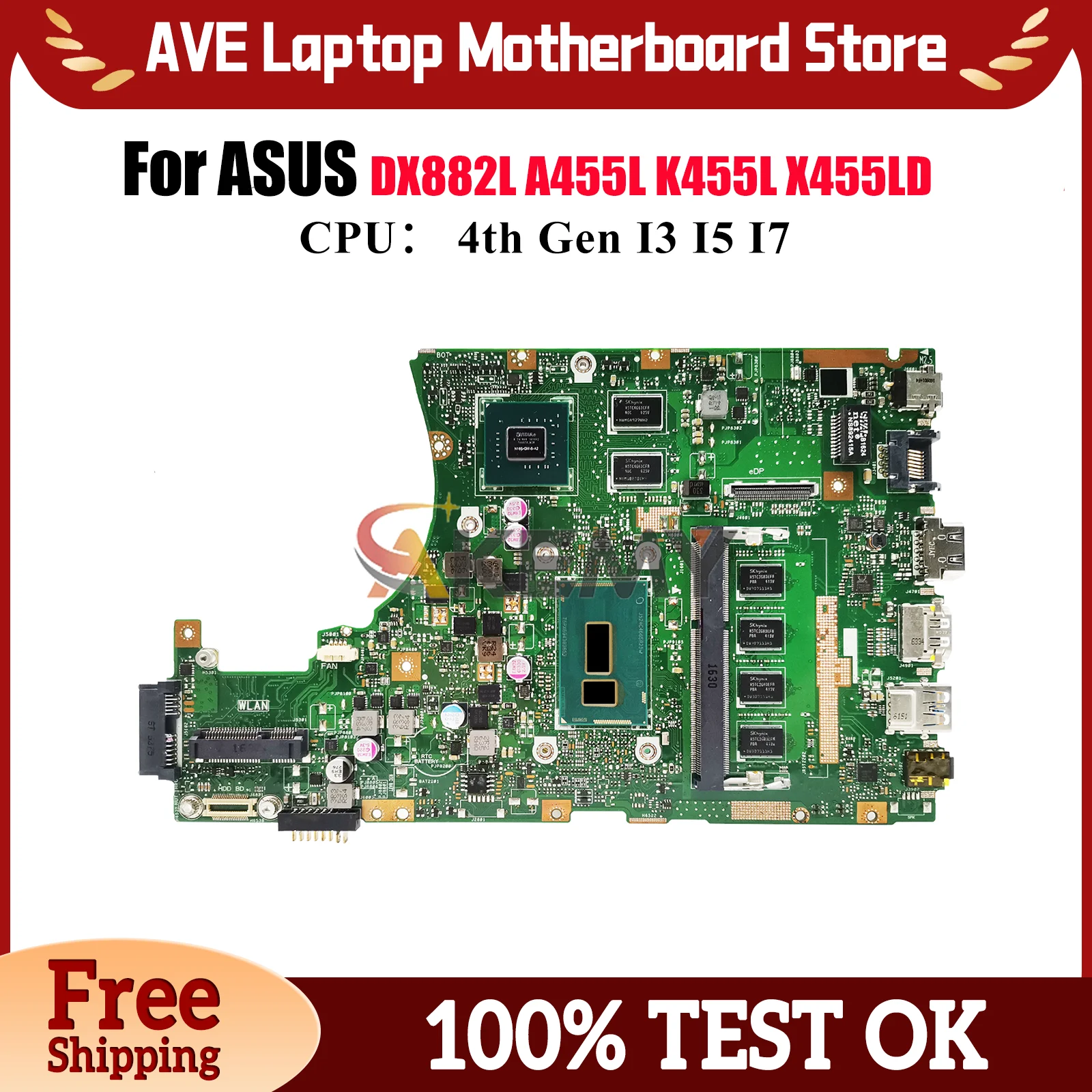 X455LD Laptop Motherboard For ASUS X455LF A455L X455L X455LD X455LNB X455LJ X455LB DX882L X455LN K455L Mainboard W/ I3 I5 I7 CPU
X455LD Laptop Motherboard For ASUS X455LF A455L X455L X455LD X455LNB X455LJ X455LB DX882L X455LN K455L Mainboard W/ I3 I5 I7 CPU