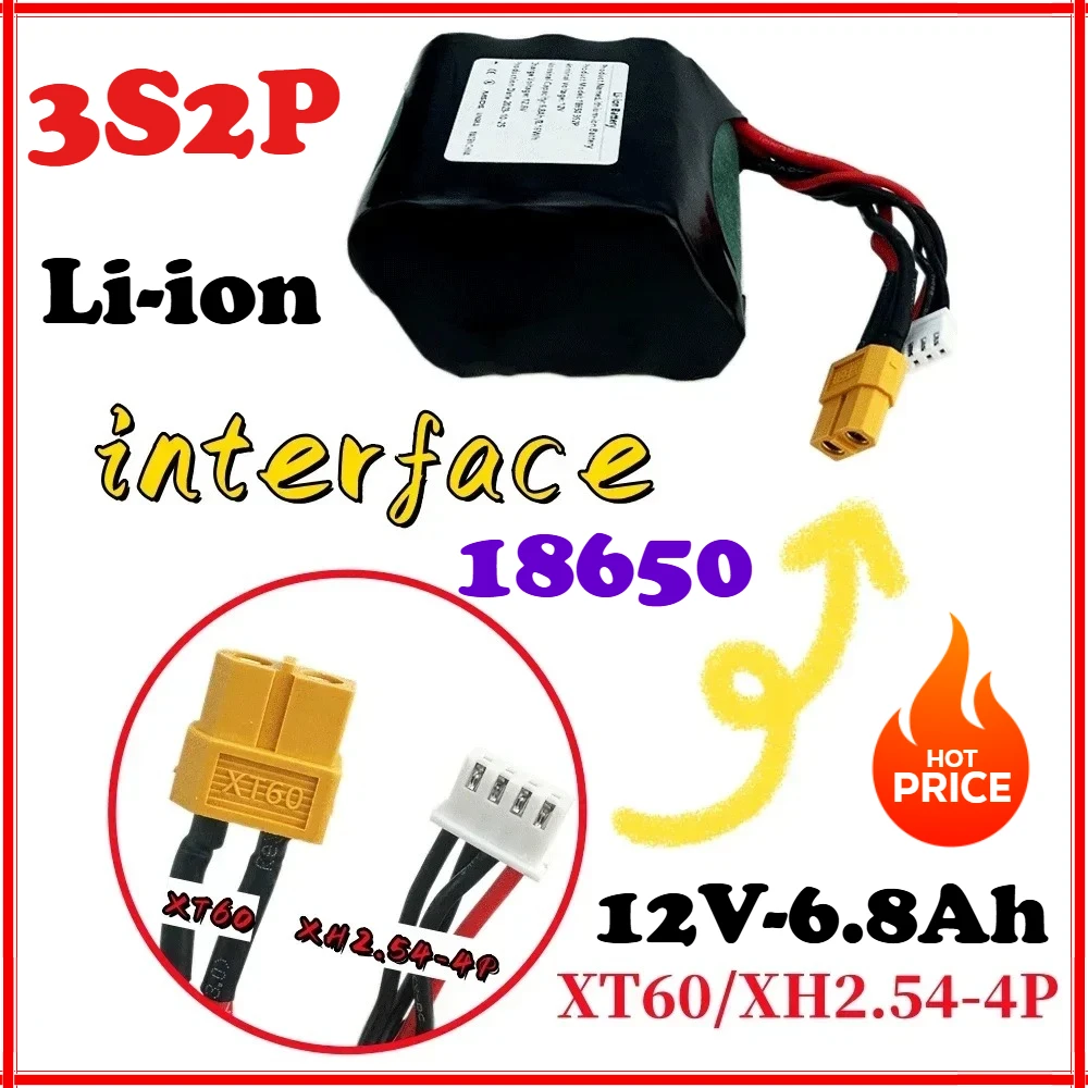 High-Capacity 3S2P 12V 6.8Ah UAV Rechargeable 12.6V Li-ion Battery for Various RC Airplane Drone Quadrotor XH2.54-4P XT60
High-Capacity 3S2P 12V 6.8Ah UAV Rechargeable 12.6V Li-ion Battery for Various RC Airplane Drone Quadrotor XH2.54-4P XT60