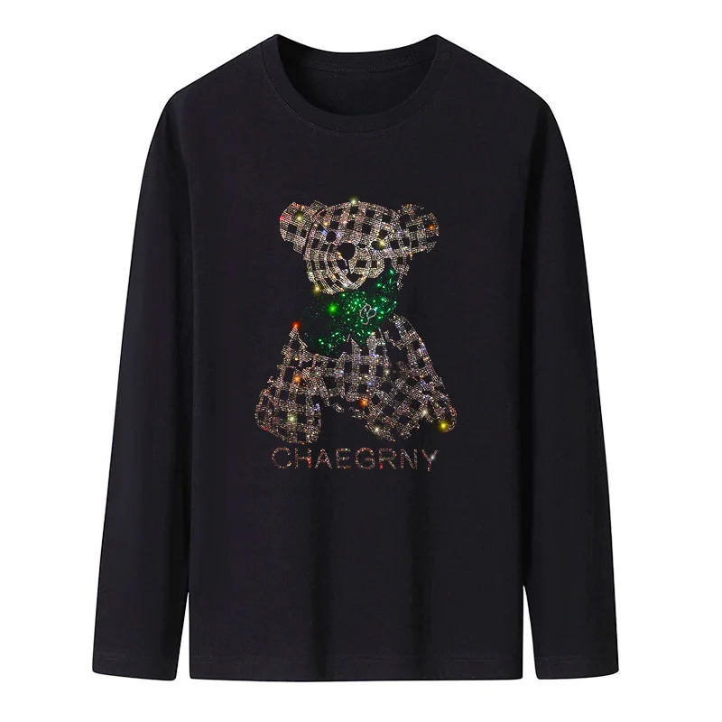 High-quality fashion rhinestone bear men's spring and fall long-sleeved bottoming T-shirt
High-quality fashion rhinestone bear men's spring and fall long-sleeved bottoming T-shirt