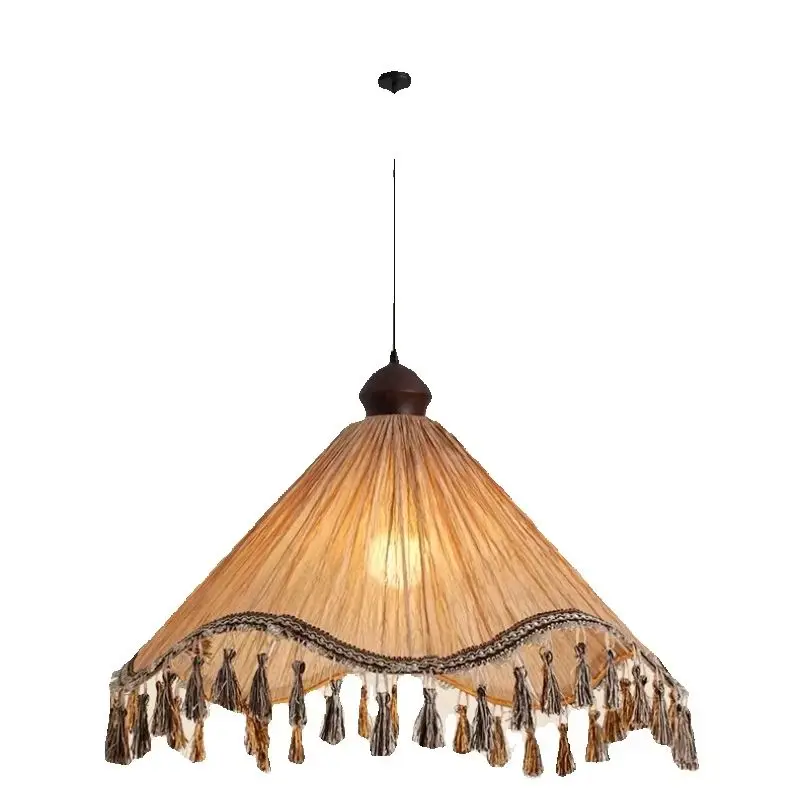 Y French retro bedroom living room chandelier Wabi Sabi style dining room lamp with Zen inspired fabric tassel lampshade
Y French retro bedroom living room chandelier Wabi Sabi style dining room lamp with Zen inspired fabric tassel lampshade