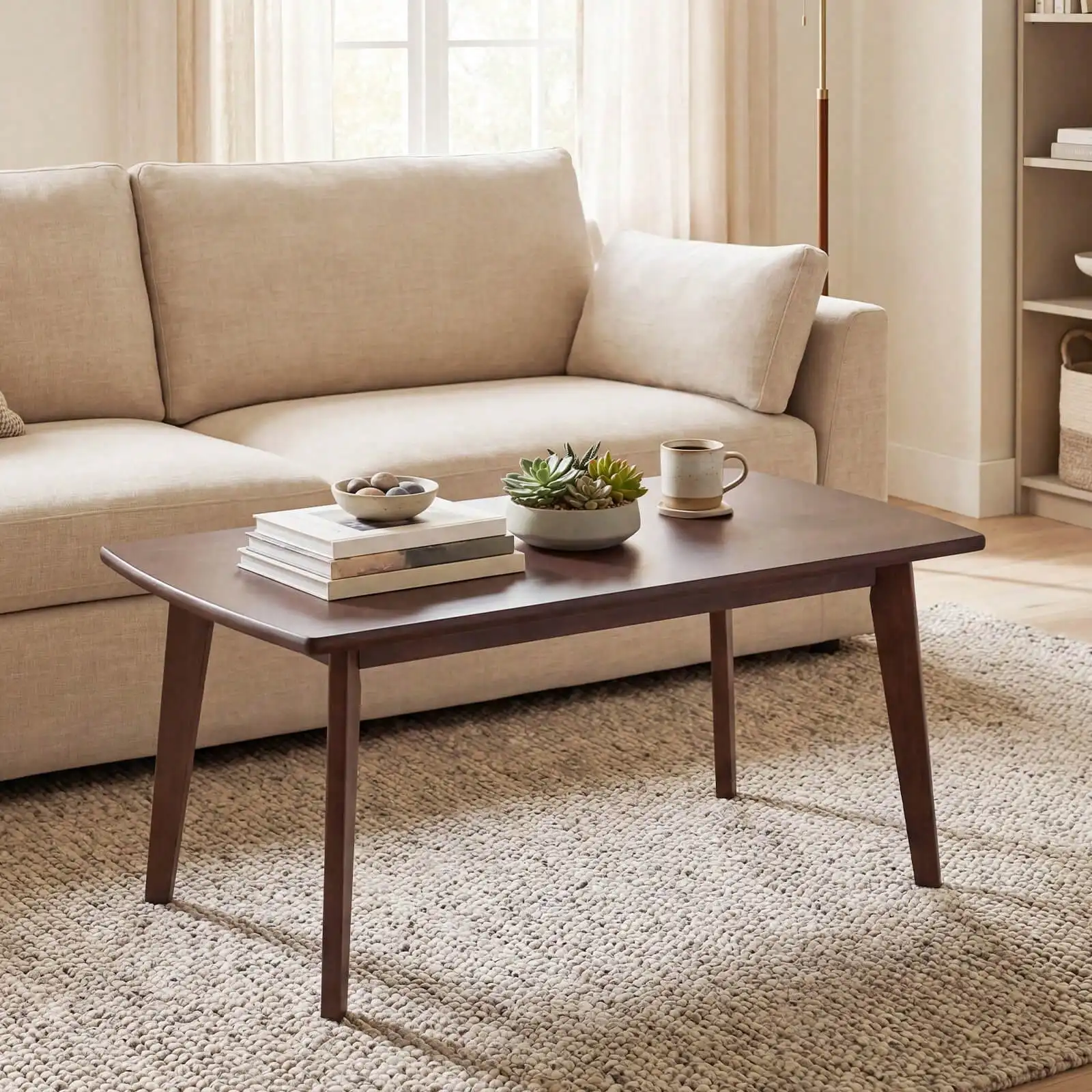 34.5" Solid Wood Coffee Table With Tapered Legs, Low Cocktail Table For Home Office
34.5" Solid Wood Coffee Table With Tapered Legs, Low Cocktail Table For Home Office