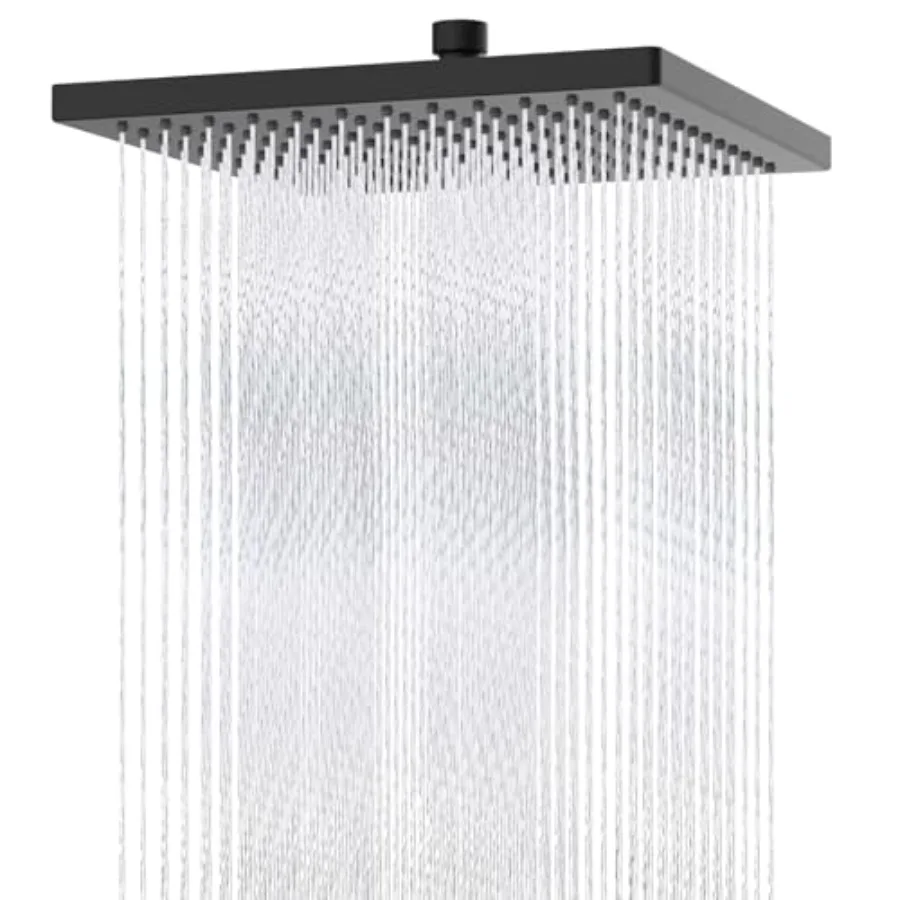 Bathroom rain shower head, metal, matte black, high-pressure 12-inch square rainfall with adjustable brass ball joint for full-
Bathroom rain shower head, metal, matte black, high-pressure 12-inch square rainfall with adjustable brass ball joint for full-