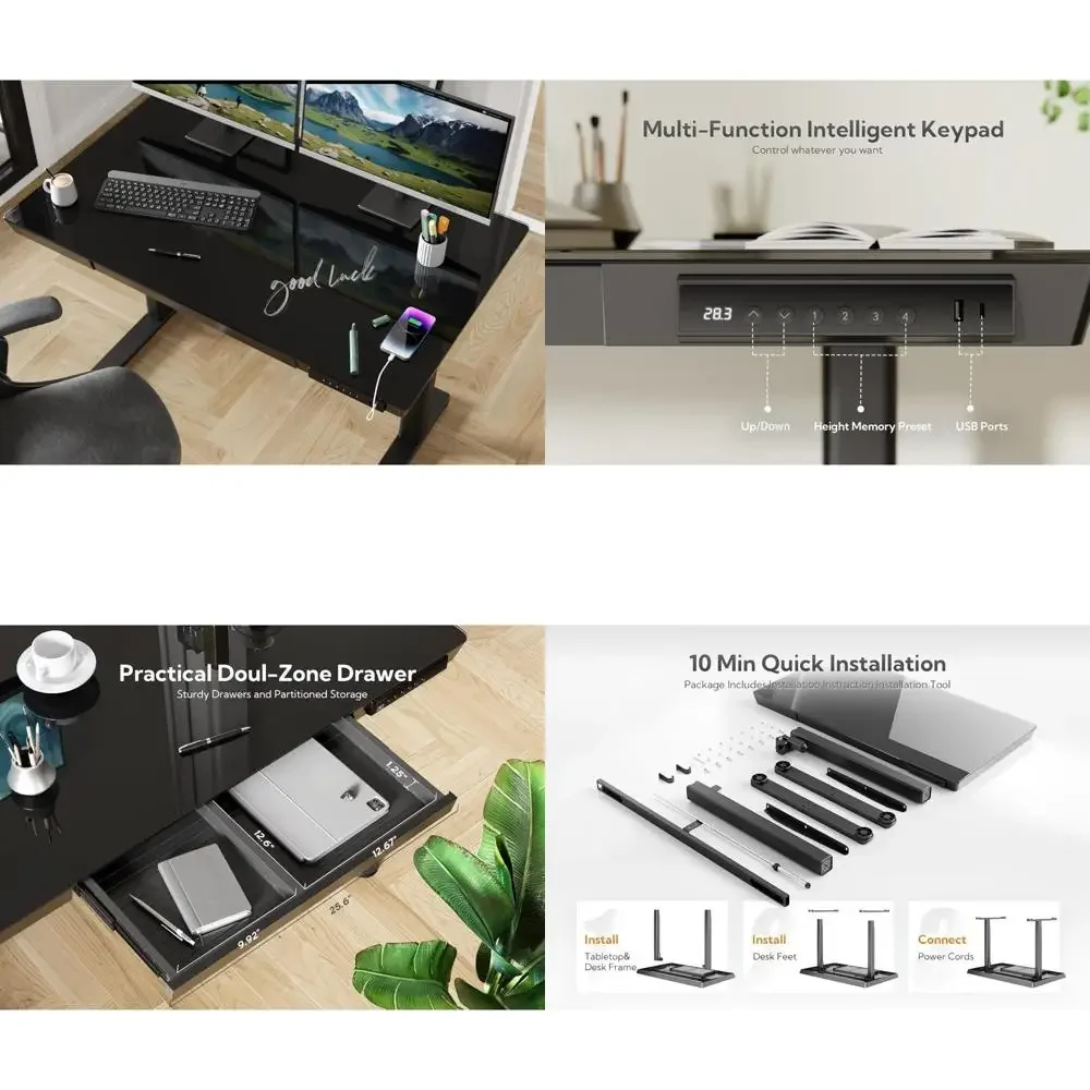 Стоячий стол с регулируемой высотой "черный 48"x24" и выдвижными ящиками, USB-портами для домашнего офиса"
Стоячий стол с регулируемой высотой "черный 48"x24" и выдвижными ящиками, USB-портами для домашнего офиса"