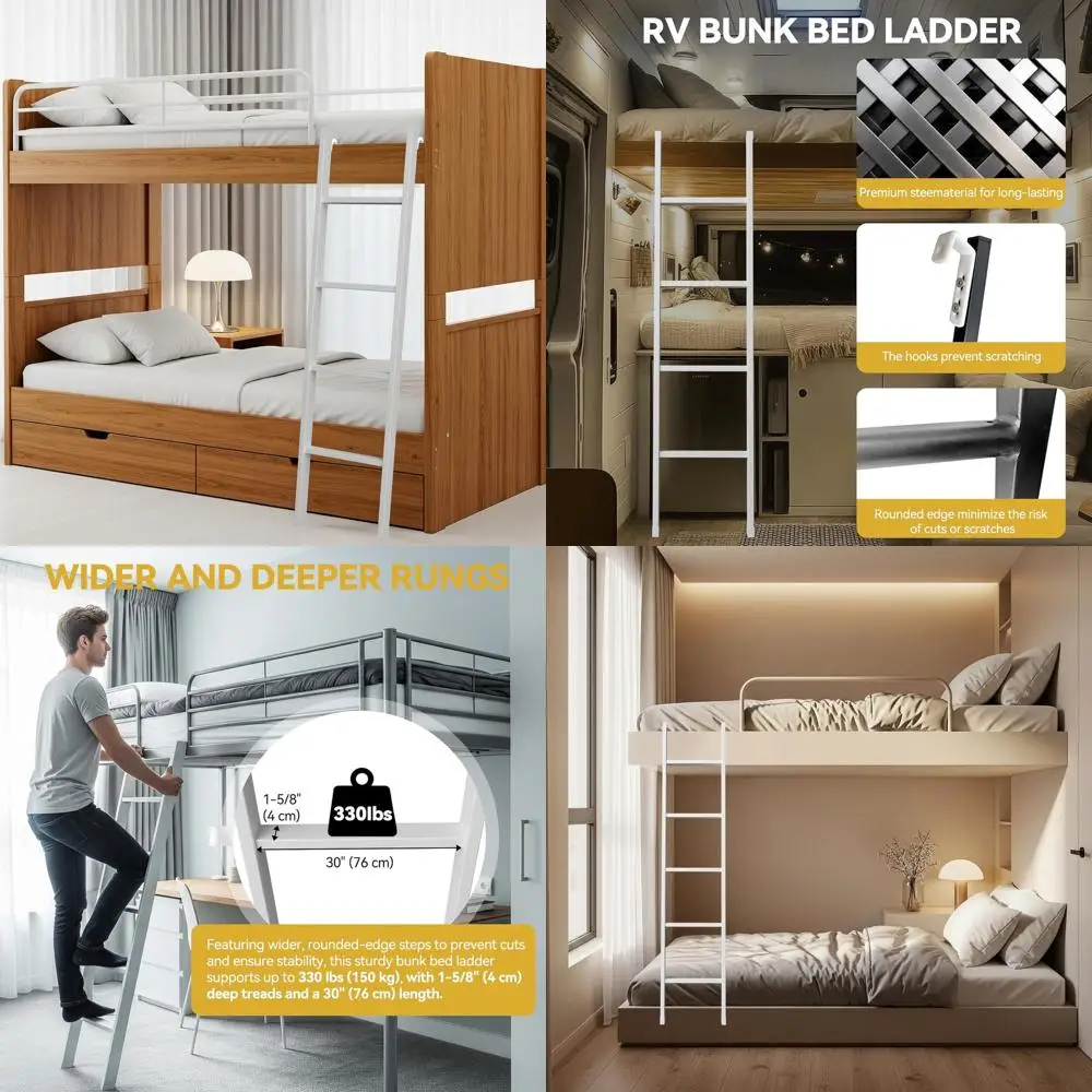 Портативная 60-металлическая двухъярусная лестница для автодома с крючками и колпачками, емкостью 330 фунтов, белая
Портативная 60-металлическая двухъярусная лестница для автодома с крючками и колпачками, емкостью 330 фунтов, белая